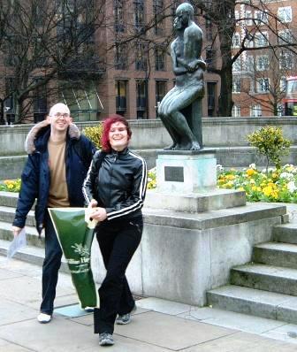 Waving a flag on the Bloomsbury Treasure Hunt.