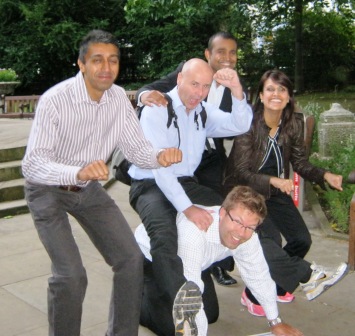 Group osing as part of a London Team Building excercise.