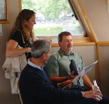 A group on a boat prepare for the Greenwich Treasure Hunt.