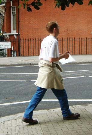 Man walking in street.