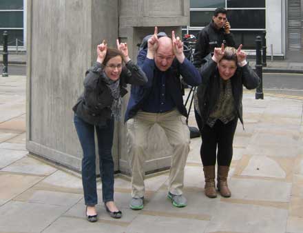 A team doing one of their pose challenges in Spitalfields Market.