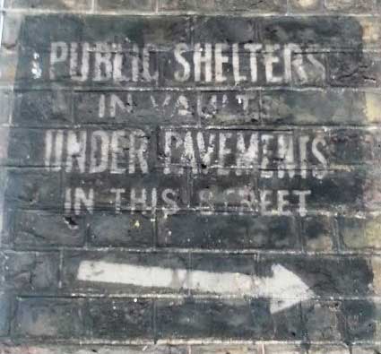 The World War Two Public Shelter sign in a Westminster backstreet.