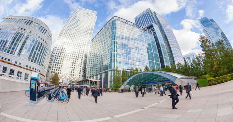 Various buildings around Canary Wharf.