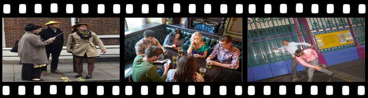 Participants at various stages of their team building challenges in Soho.